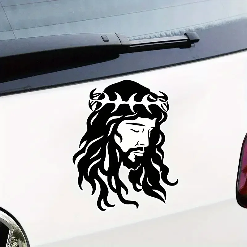 Jesus Face Silhouette Cut Out, In The Style Of Sgrafitto Car Sticker