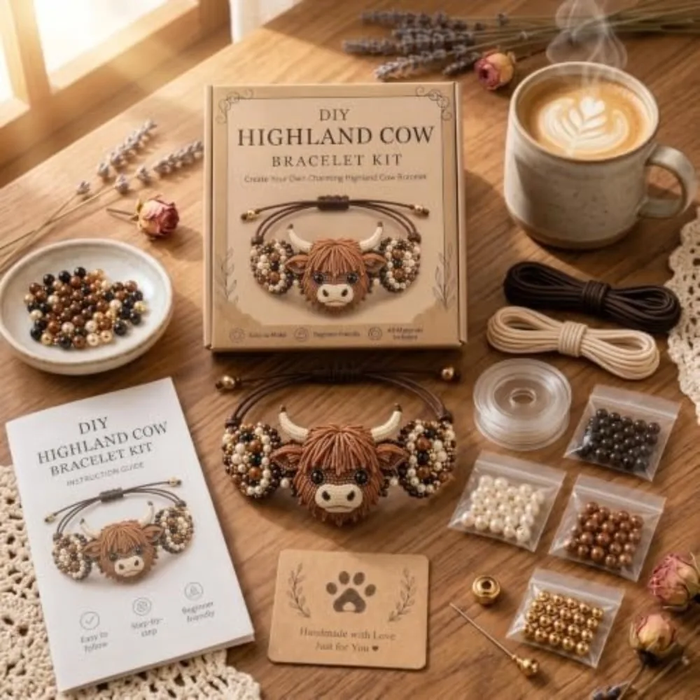 New 3D Design Beaded Bracelet Kit Cute Animal Theme Beading Craft Kit Bull Horse Shape DIY Beadwork Kit for Beginners