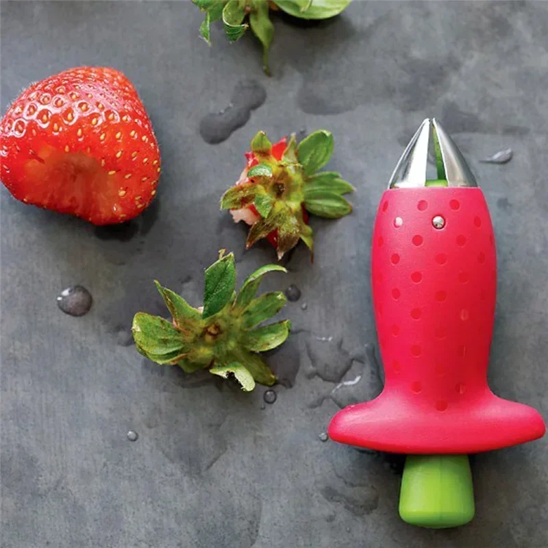 Kitchen Fruit Gadget Tools Strawberry Slicer Cutter Strawberry Corer Strawberry Huller Leaf Stem Remover Cool Kitchen Gadgets