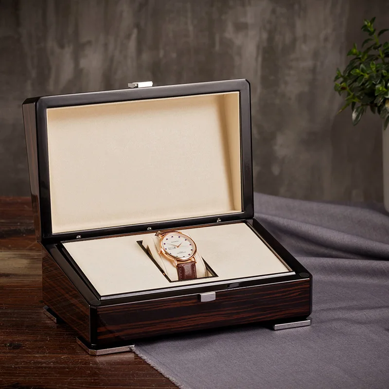 Exquisite Watch Display Box Luxury Wooden Watch Storage Boxes Handmade Jewelry Packaging Box Piano Paint Internal PU Leather