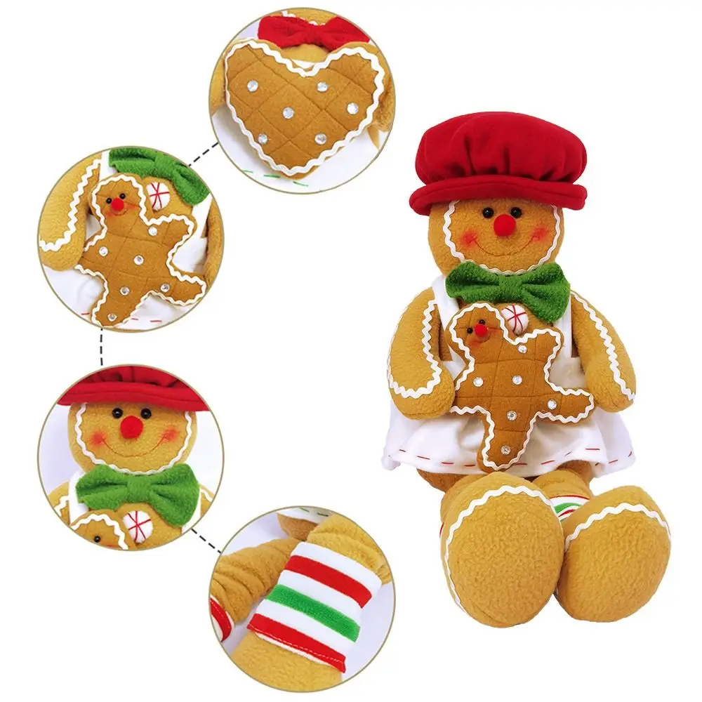 Muñeco de hombre de jengibre, galleta, ventana de hombre, vestidor de Navidad, felpa decorativa de Navidad, adorno de felpa de pierna larga para el hogar