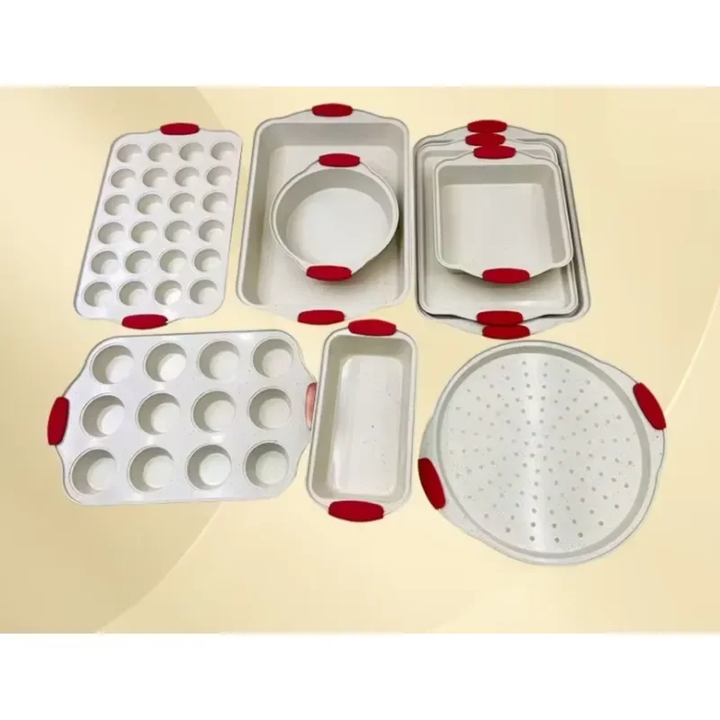 9 Piece Reusable Baking Mold Set Non Stick Rectangle Bread Tray High Temp Resistant Household Kitchen Bakeware for Oven Use