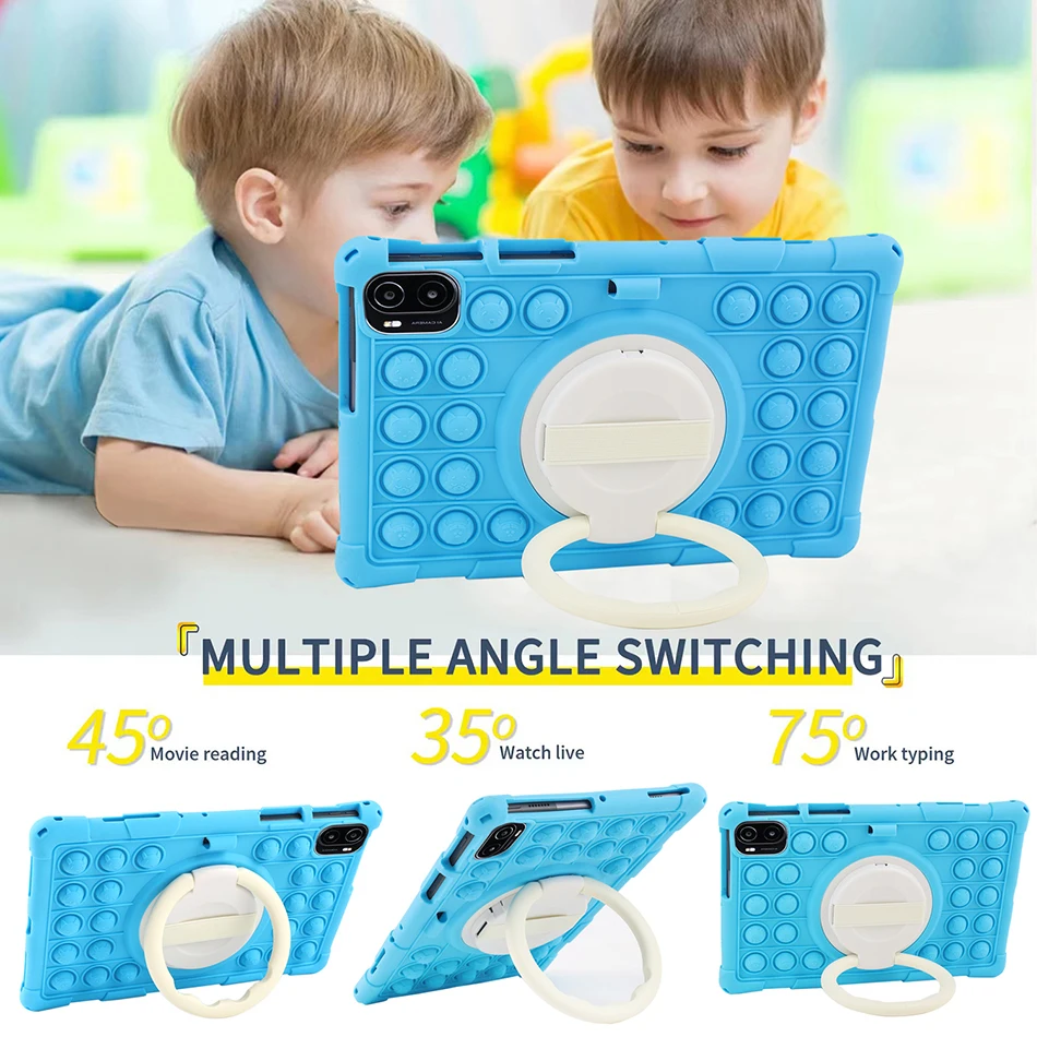 Fidget Pop Bubble Silicone Case for Samsung Galaxy Tab S6 Lite P610 P613 A8 X200 T500 T860 T220 T225 S7 S8 T870 X700 Kids Cover