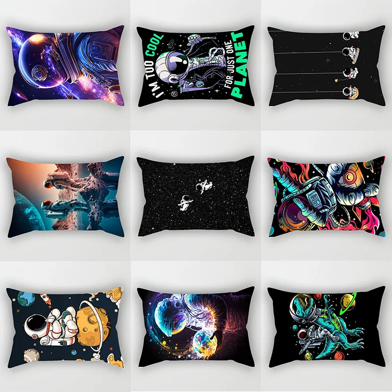 Hot Sale Astronaut Space Exploration Love Space Scenery  Pillow Cases Short Plush  Velvet Thick  Pillow Covers