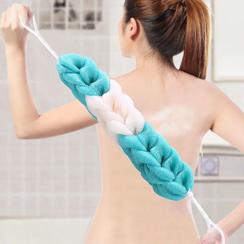 Flower Mesh Shoulder Scrubber Long Sponge Body Back Bath Sponge Shower Exfoliate Strap Shower Body Wash Brush Health Cleaning