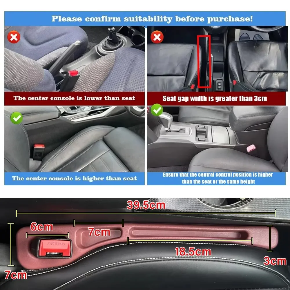 1 Paar Autositz-Lückenfüller, auslaufsicher, Fugenaufbewahrung, Organizer, universelle Passform zwischen den Sitzen, Konsole, Auto-Innenzubehör – Detail 1