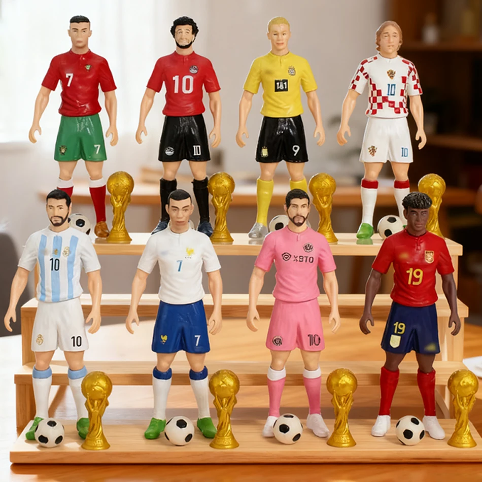 8 قطعة نجم كرة القدم الجديد فيفا C. رونالدو ميسي Mbappe نموذج الدمى الكرتون لطيف عمل الشكل اكسسوارات السيارات مشجعي كرة القدم الهدايا #1