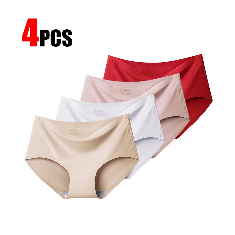 4Pcs Everyday Hot Sale Seamless Briefs Underwear Women Panties Traceless Raw-cut Sexy lingerie Hipster Briefs intimate