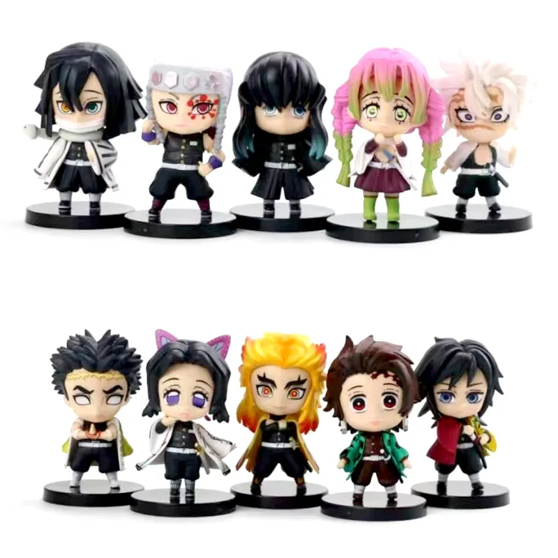 5pcs Demon Slayer Anime Figure Kochou Tanjirou Shinobu Kokushibo Nakime Rengoku Kyoujurou Doll Ornaments Pvc Model Toy Gift