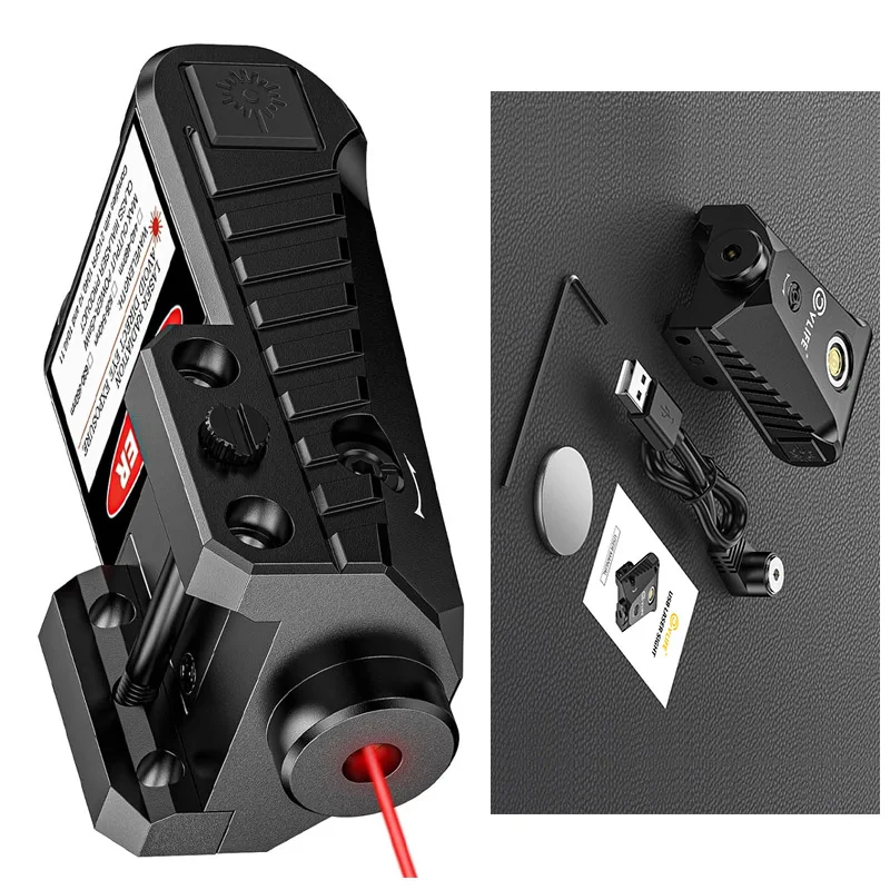 

Red Laser Sight Tactical Pistol Picatinny Rail Strobe Mode Magnetic Charging Rechargeable Laser Sighting Aluminum