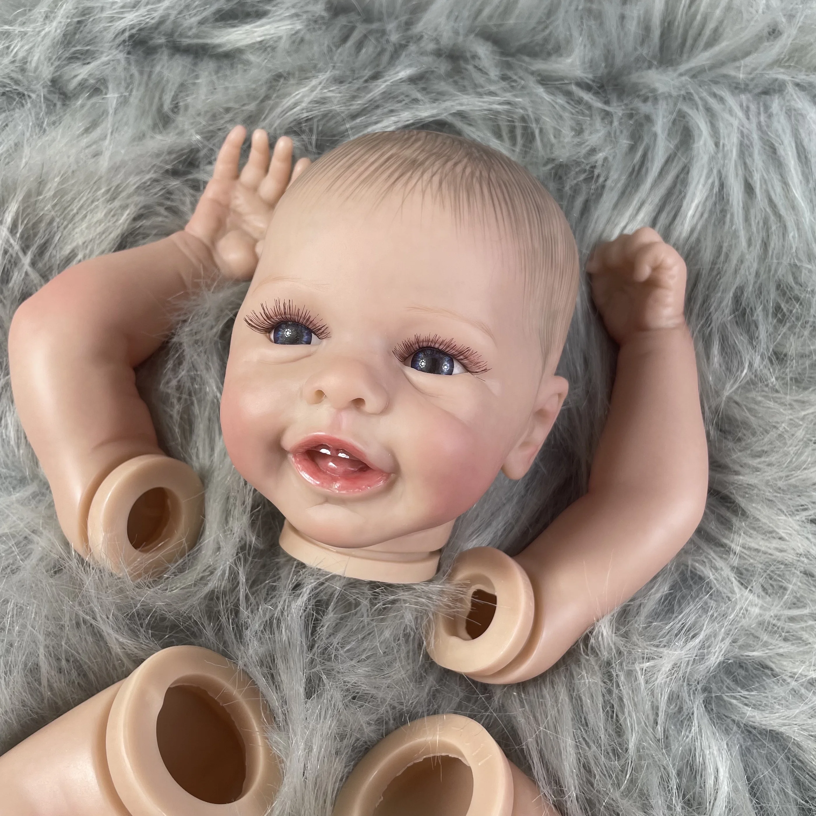 17 Inch Finished Painted Reborn Doll Kit Blossom 3D Skin Visible Veins Doll Parts With Eyelashes and Cloth Body Doll