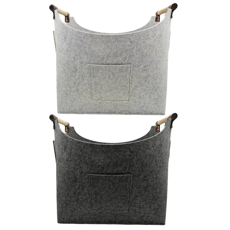 

Portable Dark/Light Gray Woods Box Thick Felt Firewood Basket Log Baskets