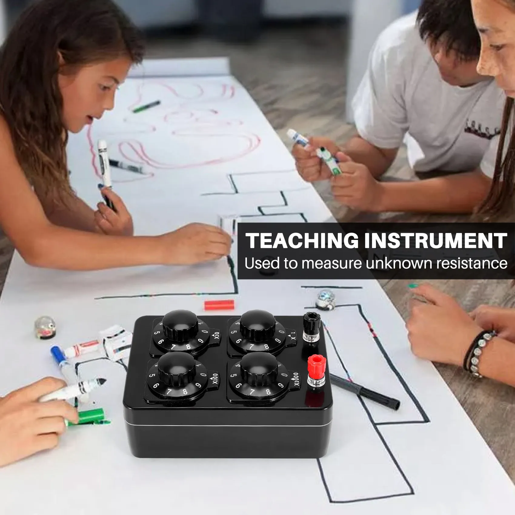 Imagem -02 - Simples Resistência Box Variável Década Resistor Instrumento de Ensino Precisão 0-9999 Ohm