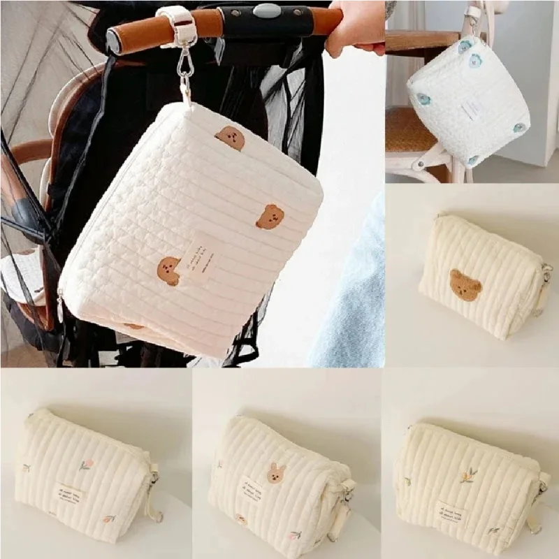 

Portable stroller nappy bag quilted baby diaper Caddy organizer embroidered mommy bags babies accessories changing bag storage