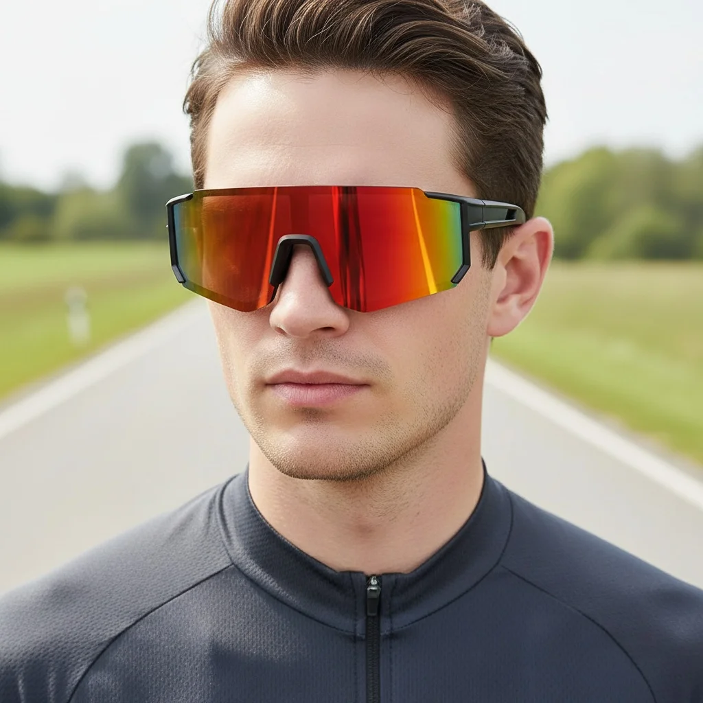 Herren-Skibrille mit großem Rahmen, modische Trendbrille für Sport, Skifahren, Radfahren und Sonnenschutz 1060