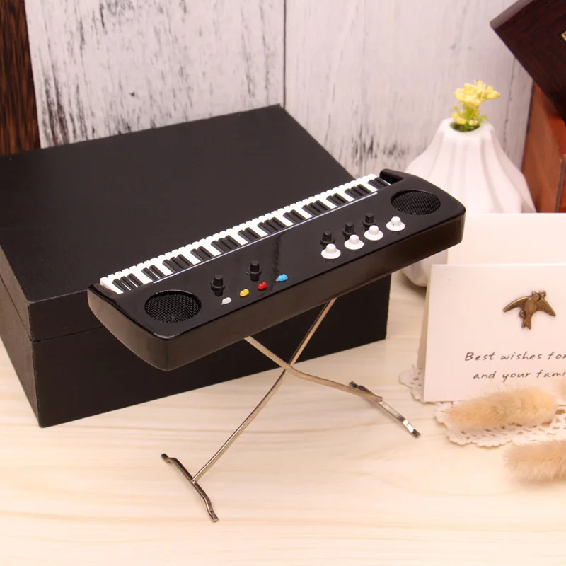 Handmade Wooden Musical Instruments Collection Decorative Ornaments Mini Electronic Organ Miniature Model Decoration Gifts