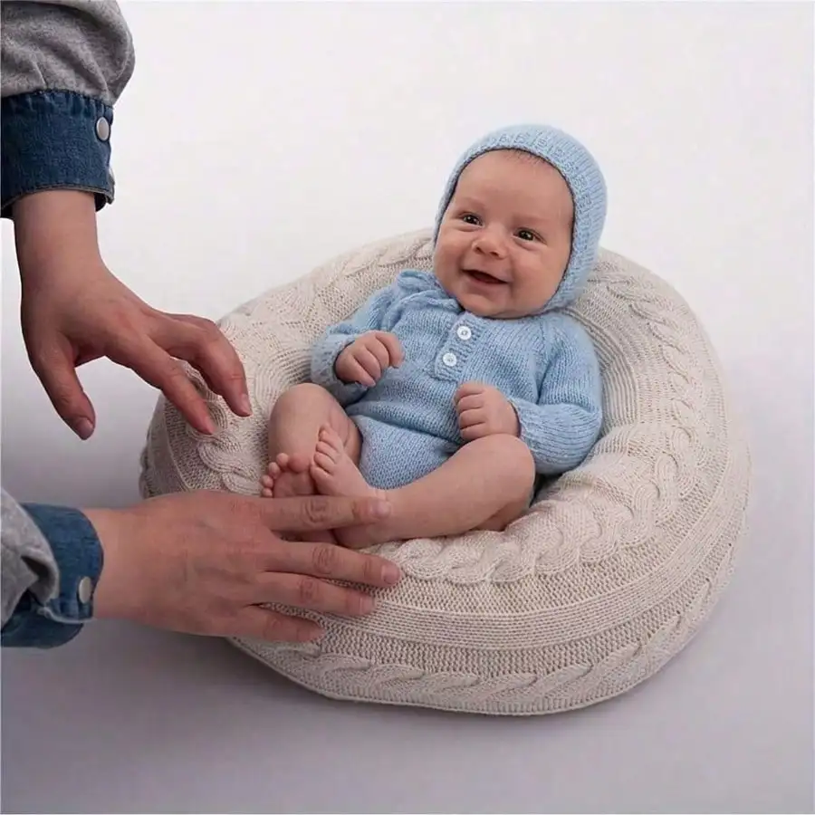 Soft Posing Beanbags Pillow Newborn Photography Prop Round Lazy Sofa Cushion, Removable Washable Bean Bags, Perfect for Baby Boy