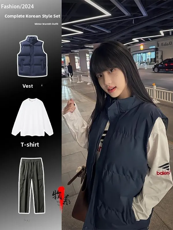 

Autumn Winter Men's down Vest Set Cotton Outerwear Svel High-End Feel Warmth Bal Coat oulder Outerwear