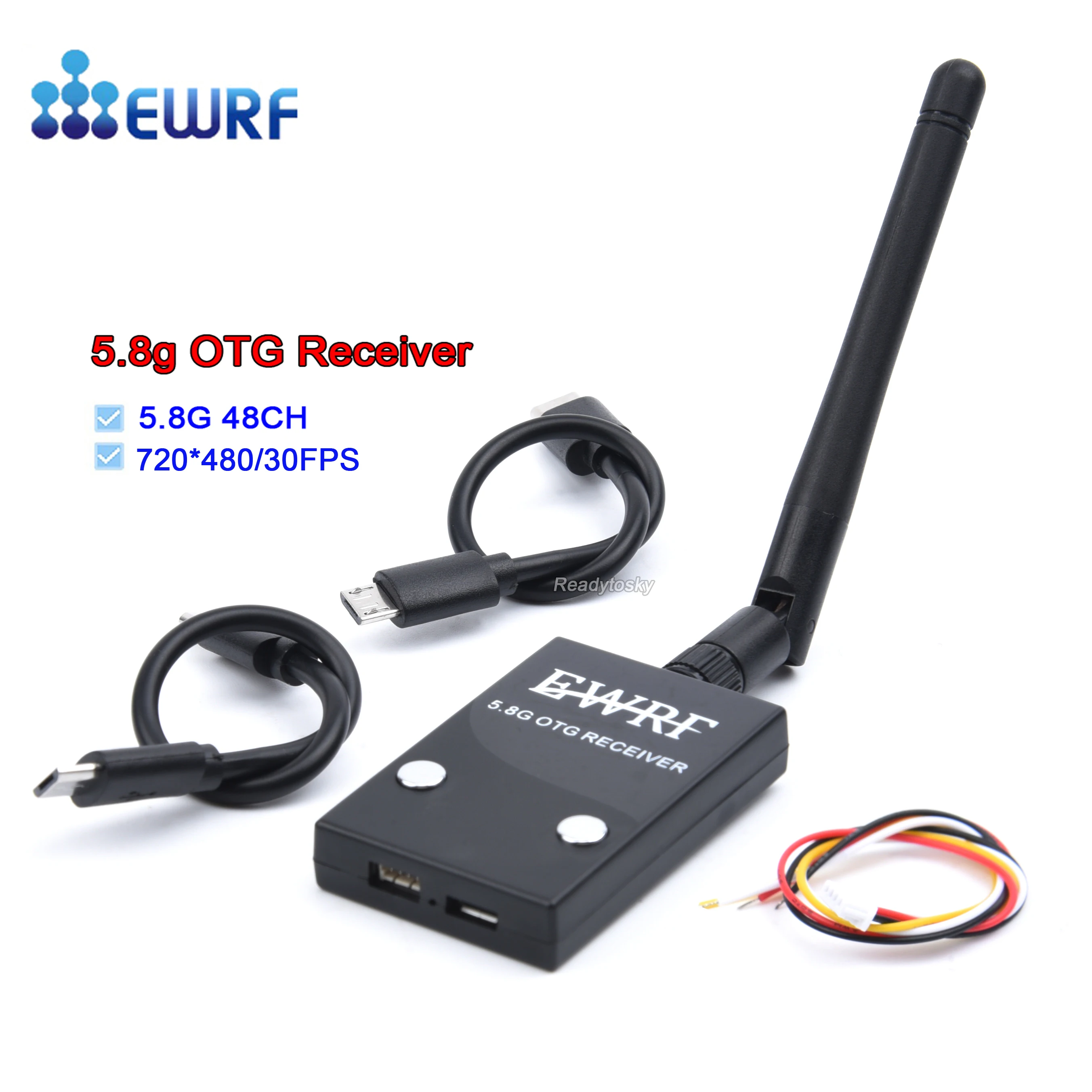 EWRF 5.8G ricevitore OTG 48CH 720*480 pronto all\'uso ricevitore FPV UVC Video Downlink OTG VR telefono Android per Monitor AV FPV