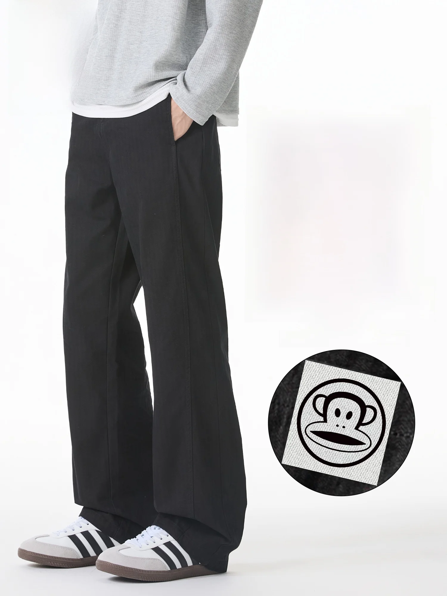 

PaulFrank Men's Casual Loose Straight Leg Pants Spring 2026 American Sle Bell Bot Pure Cotton Comfortable Trousers