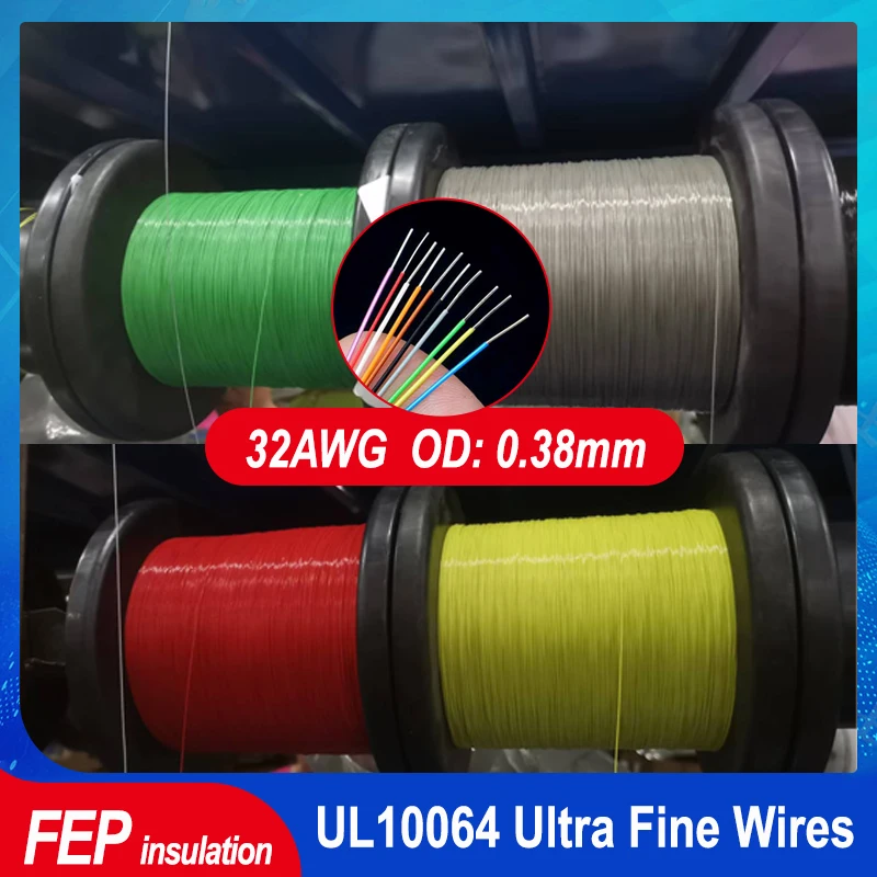 5~500m 32AWG UL10064 PTFE Wire Ultra Fine Micro Litz Soldering FEP Insulation Tinned Copper Cable