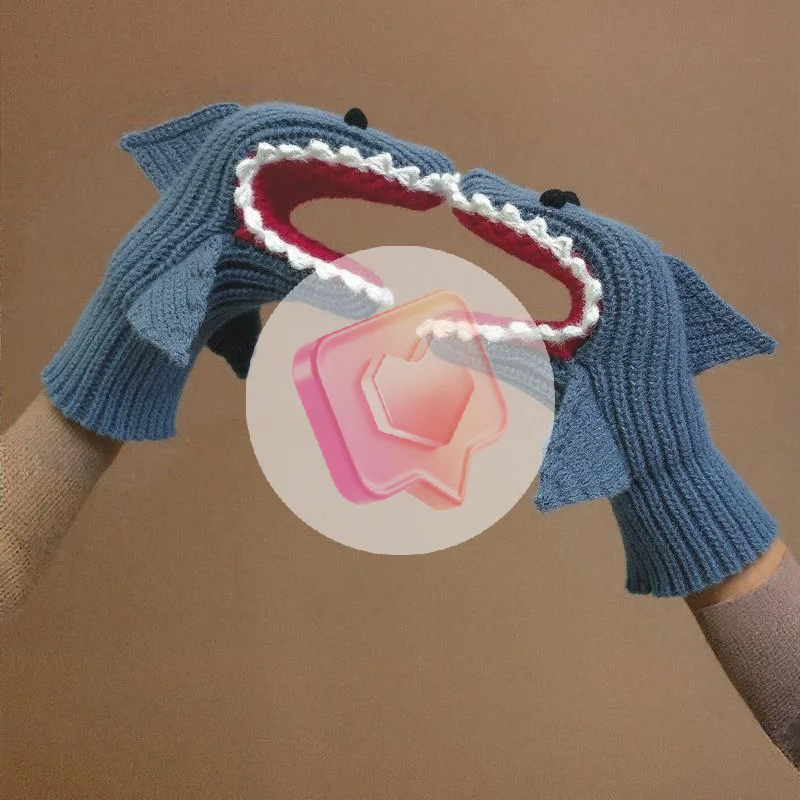 Очаровательные перчатки из пряжи Jovial Shark, очень теплые перчатки с героями мультфильмов на осень/зиму, рождественские подарки