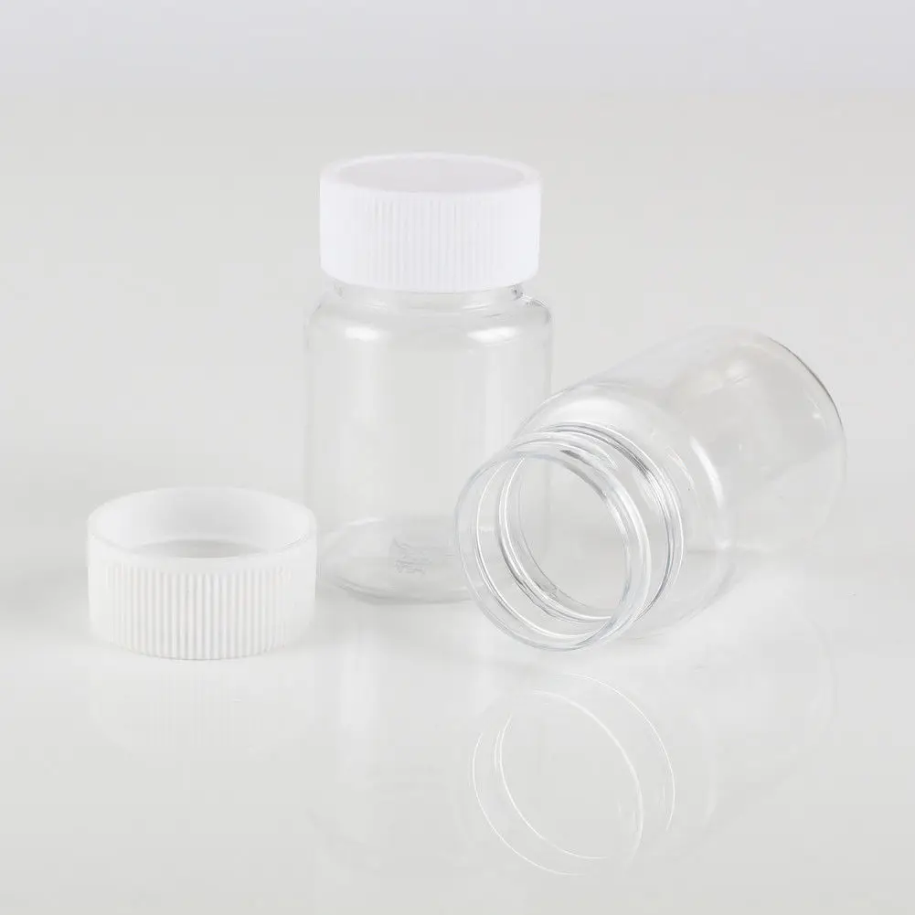 100PCS X 15ml 20ml 30ml 60ml Clear PET Seal Plastic Empty Liquid Bottles Vial Reagent Sample Container Plastic Cap with Gasket