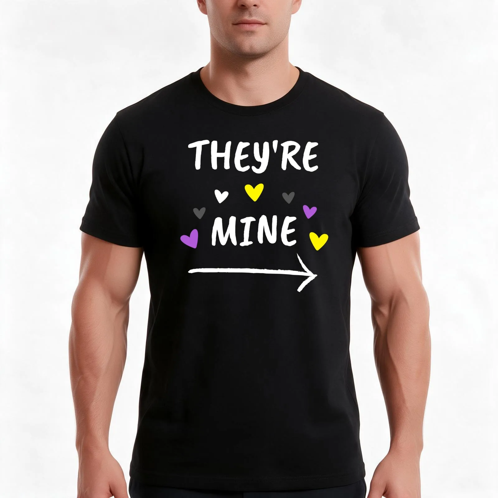 They're Mine Nonbinary Valentine's Day T-Shirt, Summer Casual Cotton Tee, Oversized Streetwear Tops, Vintage Graphic Print