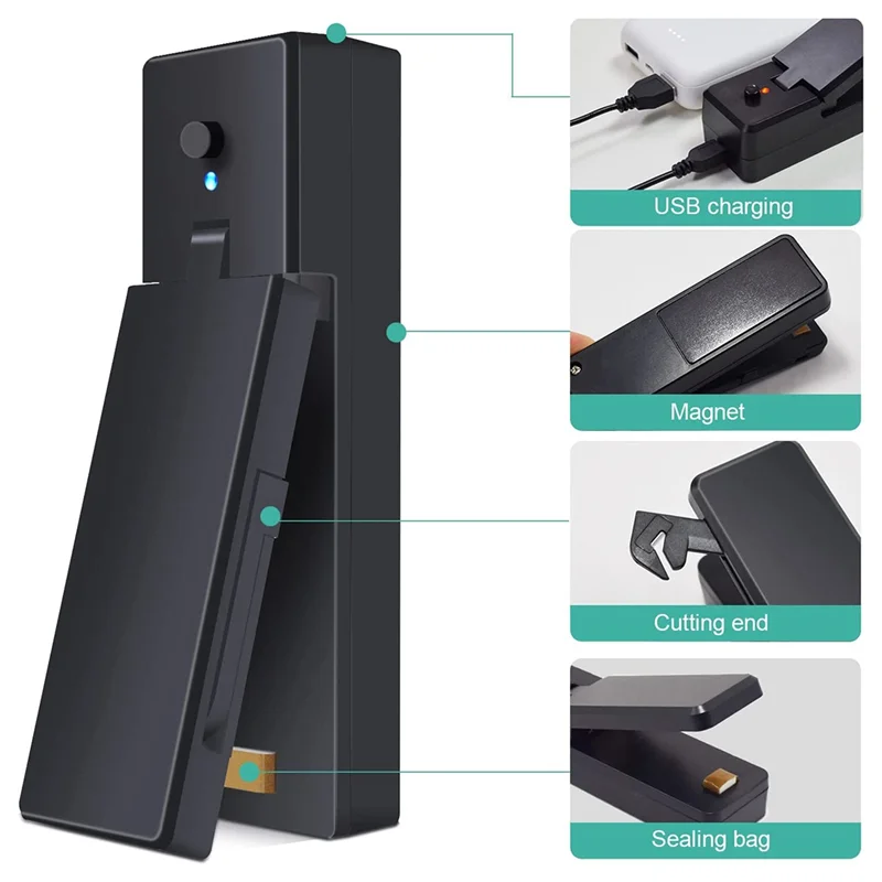 A24P ミニバッグシーラーヒートシール、ビニール袋用スマートバッグシーラー、スナックチップ用ポータブル小型加熱シーラーリシールバッグ