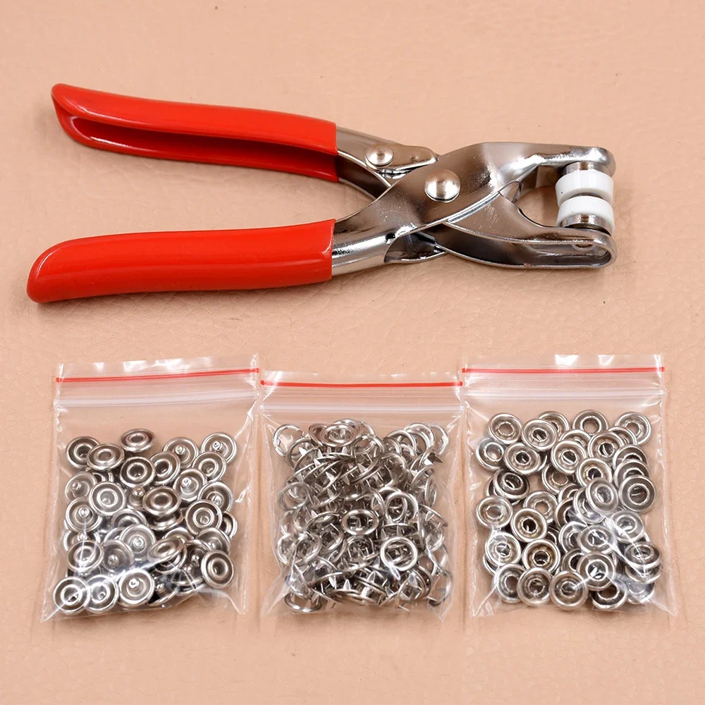 Pliers + 50 sets of brass snaps.rivet.Children\'s clothing buttons. Metal buttons.9.5MM Hollow five-claw buckle.