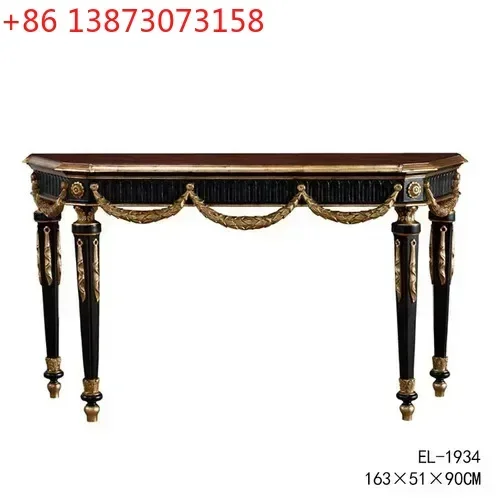 

European Style French Retro Hand-Painted Solid Wood Carving Gilding Hallway Cabinet Luxury Side Cabinet