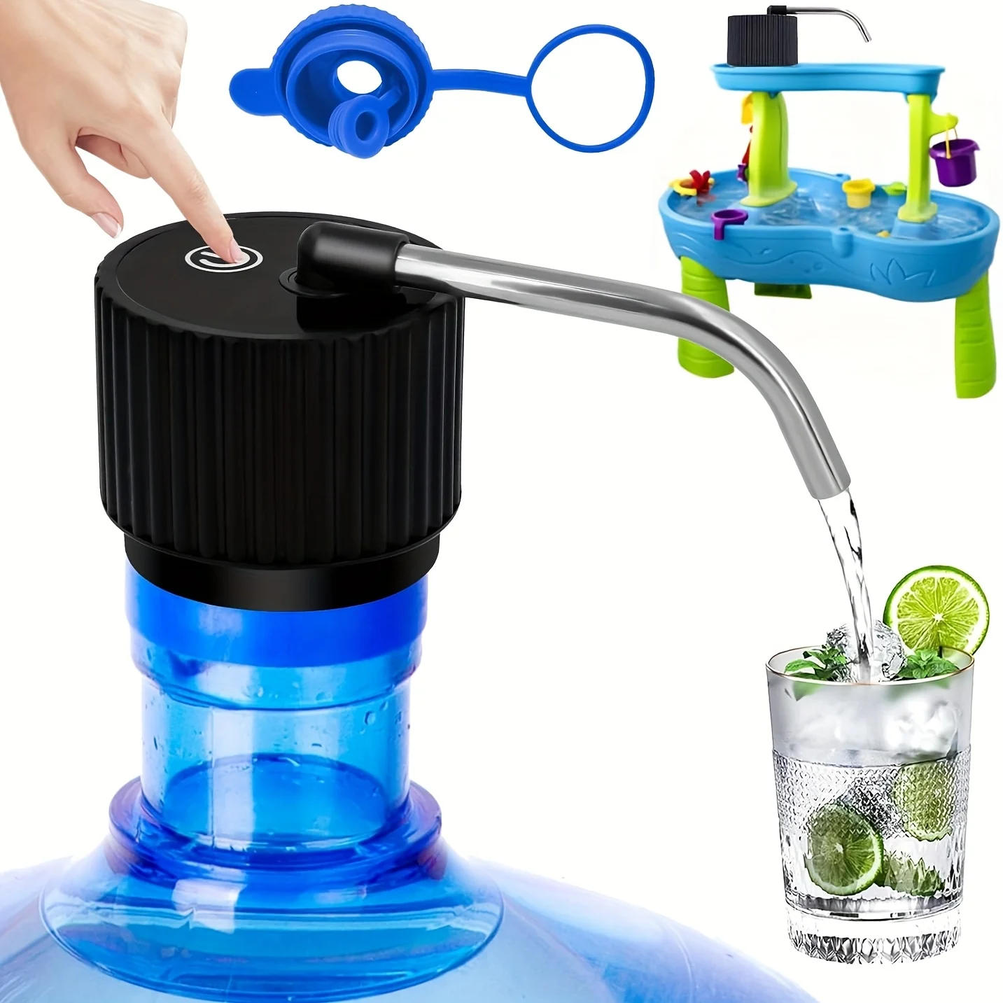 

Электрический водяной насос, перезаряжаемый через USB автоматический речной насос, подходит для бутылок на 3-5 галлонов, портативное подключаемое крепление, встроенный ли