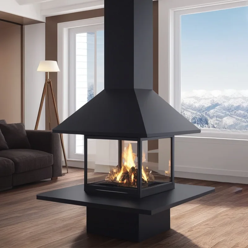 Art Hanging Fireplace Real Fire Wood Special-shaped Exhibition Hall Homestay Hotel Decoration