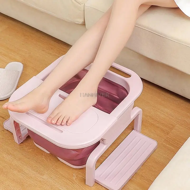 Multi-functional foldable foot spa bucket, large size home-use thick plastic foot bath basin