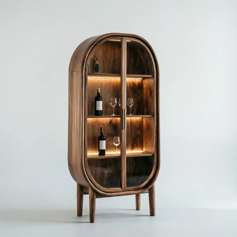 Multi Layer Wooden Display Cabinet Luxury Beauty Storage Hotel Living Room Cabinets Lighting Modern Armario Multiuso Furniture