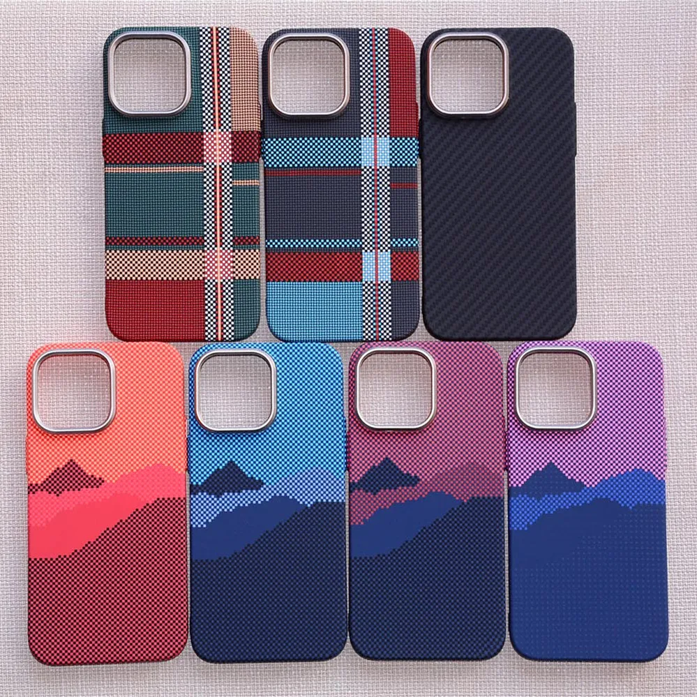 Matte Karbon Back Case For iPhone 15 14 13 12 Pro Max Patterned cloud Hard pc+Metal Back Case Slim Cover For Magsafe Case