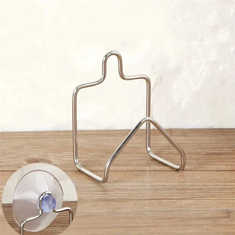 Portable Suction Cup Stainless Steel Drain Rack Cleaning Cloth Shelf Dish Drainer Sponge Holder Sink Rack Kitchen Accessories