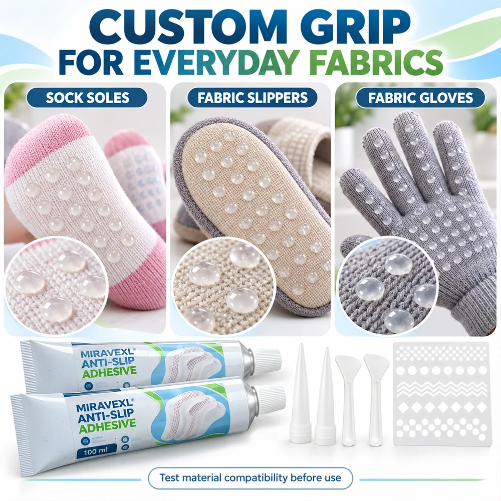 Sock Stop Liquid Silicone NonSlip Glue With Stencil DIY Grip Adhesive For Socks Slippers Yoga Mats Carpet Floor Mat Complete Set
