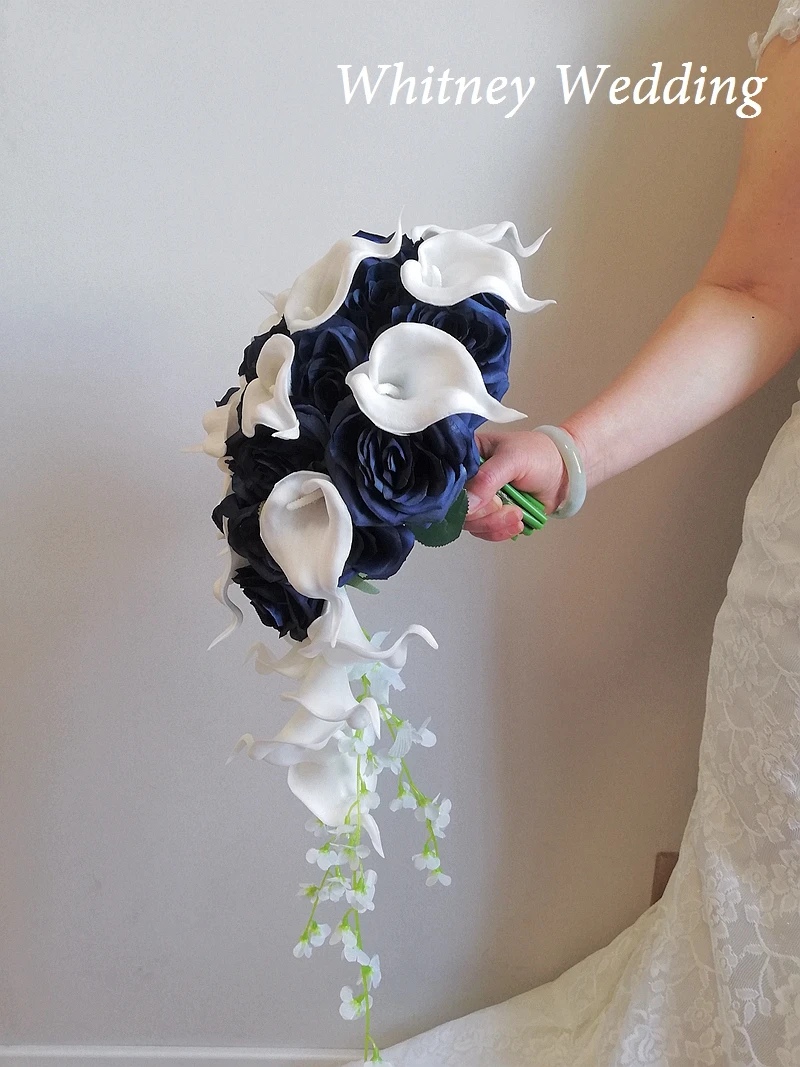 Navy Blue Bridal Bouquet Wedding Bouquets Wedding Decoration Rose Brooch  Flowers Bridal bouquets Buquê de Casamento