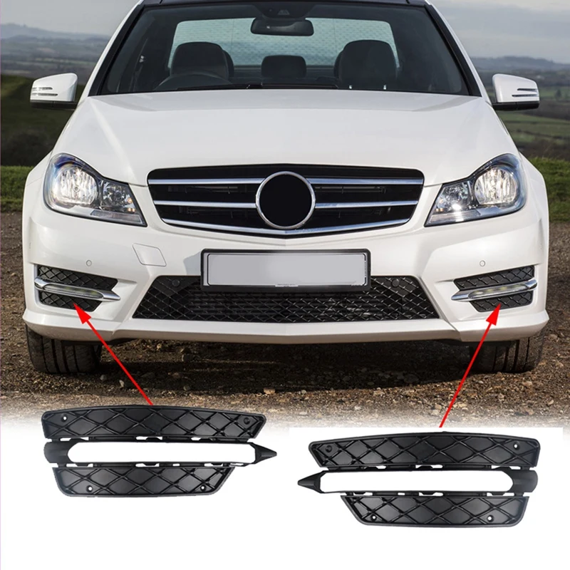 NEW-Car Front Bumper Grille Fog Lamp Cover Grille For Mercedes Benz W204 C-Class 2012-2014 2048851353 2048851453