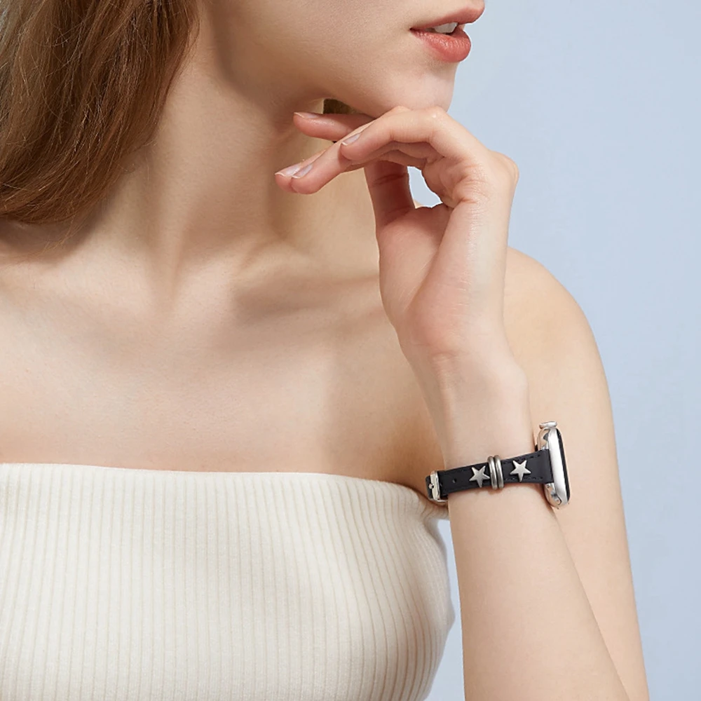 Correa For Apple Watch band for women Series Ultra 10/9/8/7/6/5/4/3/2/1 SE Leather Loop 38mm 40mm 41mm 42mm 44mm 45mm 46mm 49mm