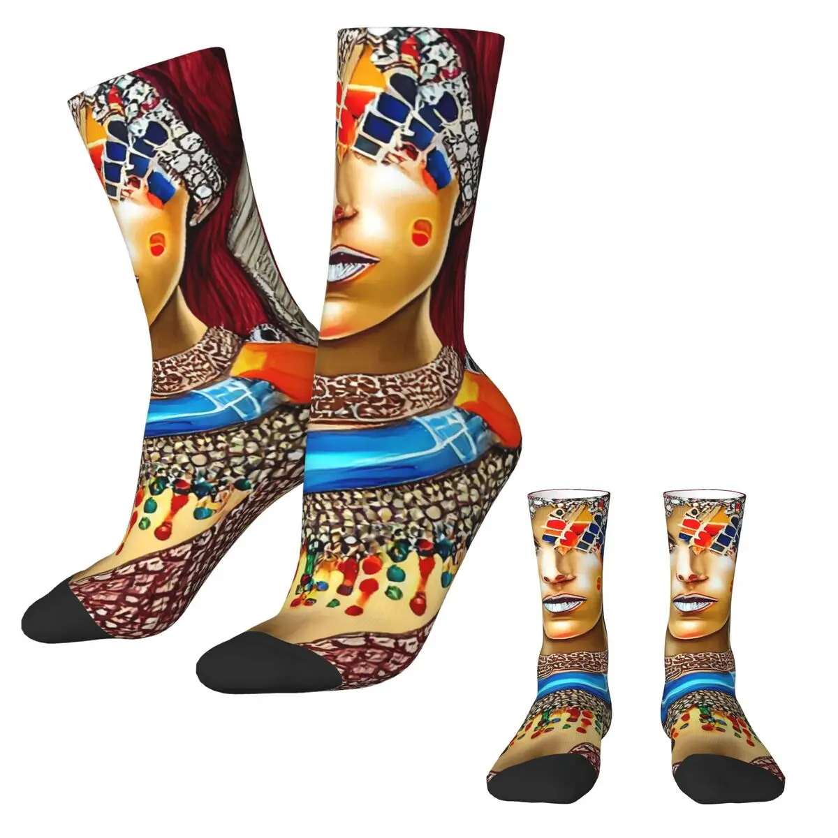 Gypsy Queen Socks Autumn Tribal Print Stockings Fashion Women Breathable Socks Custom Cycling Non-Slip Socks