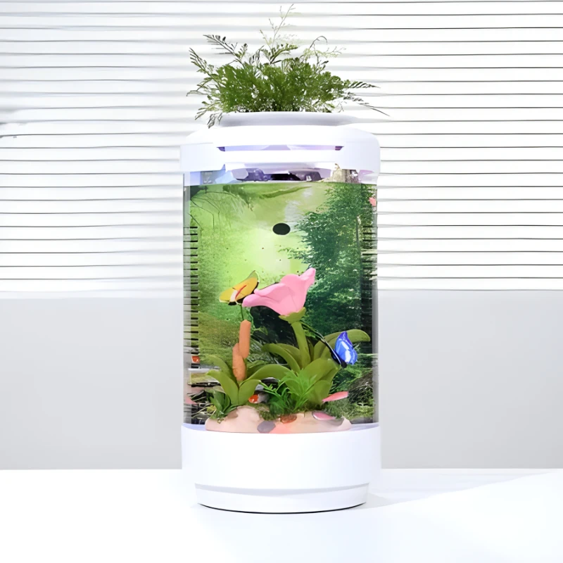 

MICMOL Aquarium Pod small fish tank free water change goldfish tank ecological filter oxygen lighting aquarium accessories DC5V