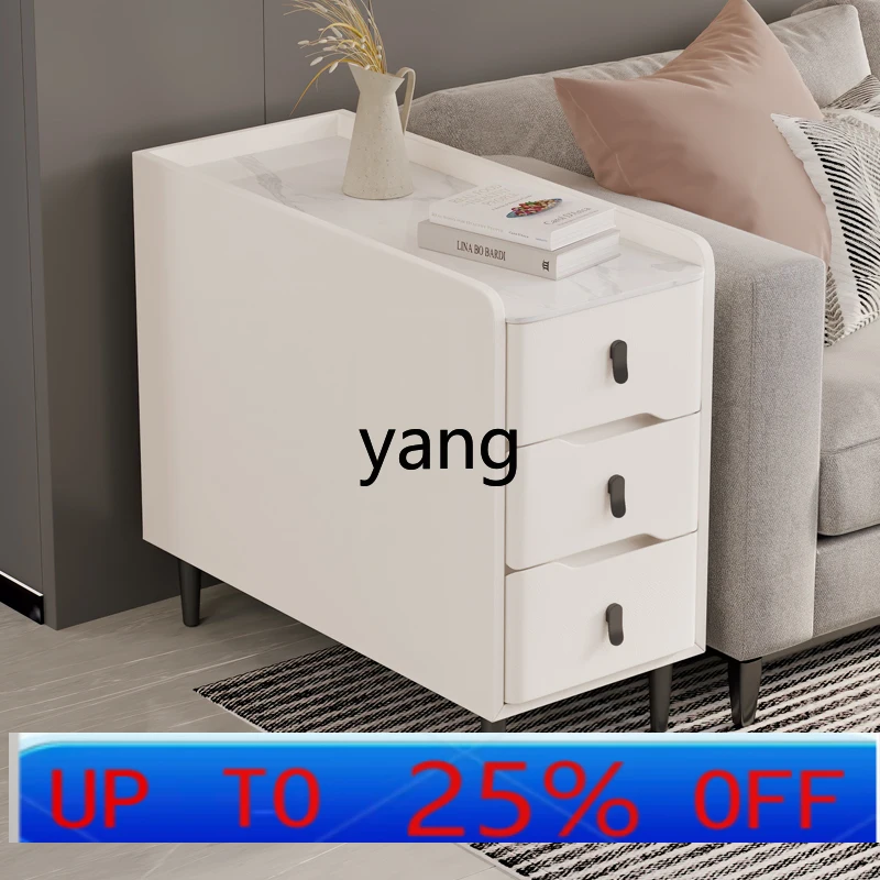 LHH  Side Cabinet Solid Wood Painting Cream Wind Cortex Super Narrow Movable Angle