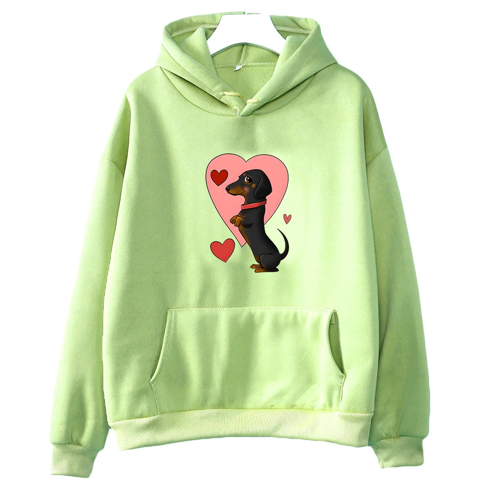 Dachshund Graphic Hoodies Cute Animal Printing Clothing Female Lovey Hooded Pullovers Fall Winter Fleece Sweatshirt Unisex Hoody