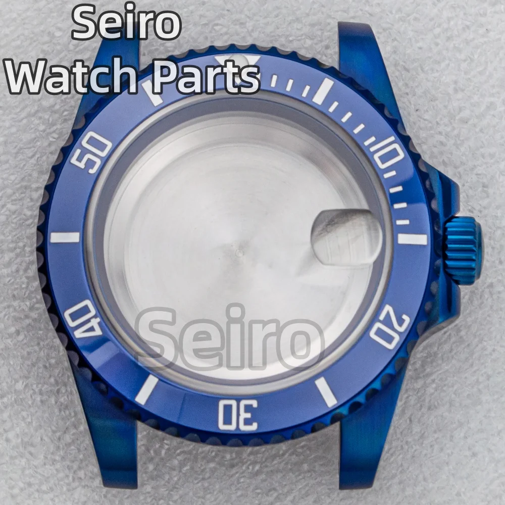 

40mm SUB GMT Yacht Case Blue Electroplated Solid Stainless Steel Sapphire Glass Fit NH34 NH35 ETA2824 PT5000 Miyota8215 Movement