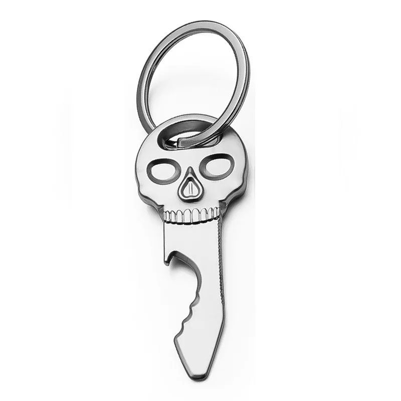 1pc Portable Creative Skull Keychain Bottle Opener Alloy Key-Ring Decor Corkscrew for Beer Soda Wine Outdoor Tool Mini Saw Gift