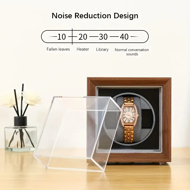 Single Watch Winder For Automatic Watches, Wooden Watch Winder Box With Flexible Sponge Pillow, Super Quiet Motor Watch Winder