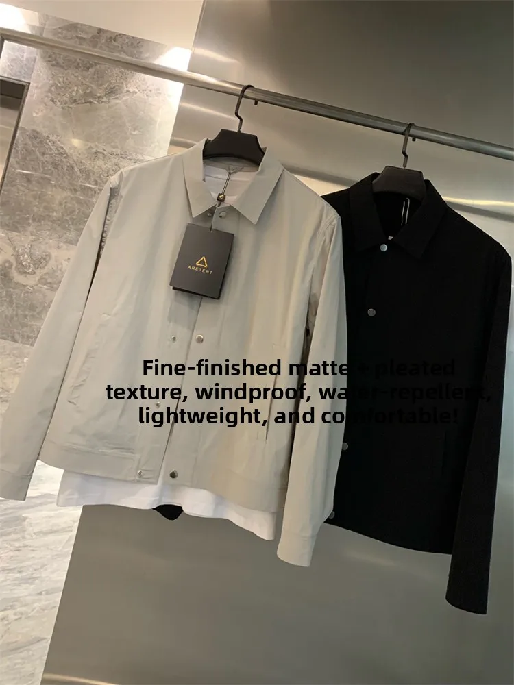 

Tech-Waterproof Qui-Dry Lightweight Breathable Men's Spring Casual Thin Jaet Adstrative Sle Stand Fit Long Sve