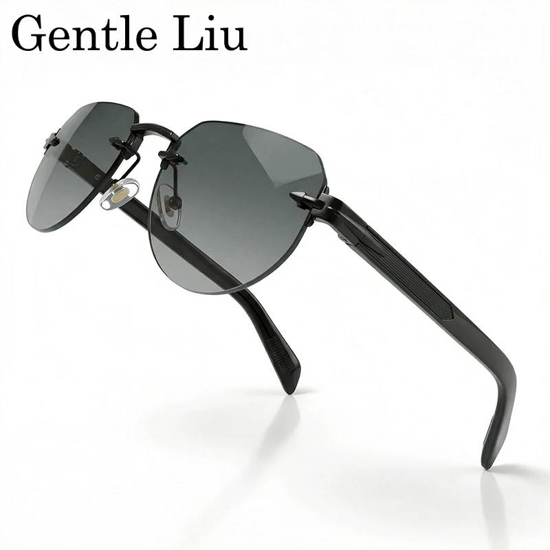 

Oval Rimless Punk Sunglasses Men 2026 Luxury Designer Square Sun Glasses Male Fashion Driving Eyewear Gradient Classic Shades